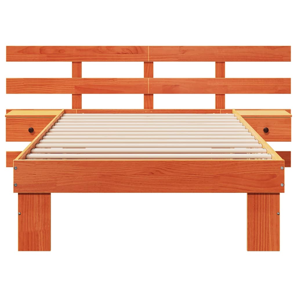 Sengestamme med hodegjerde Voksbrun 100 x 200 cm Heltre furu