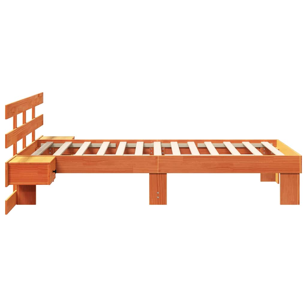 Sengestamme med hodegjerde Voksbrun 100 x 200 cm Heltre furu