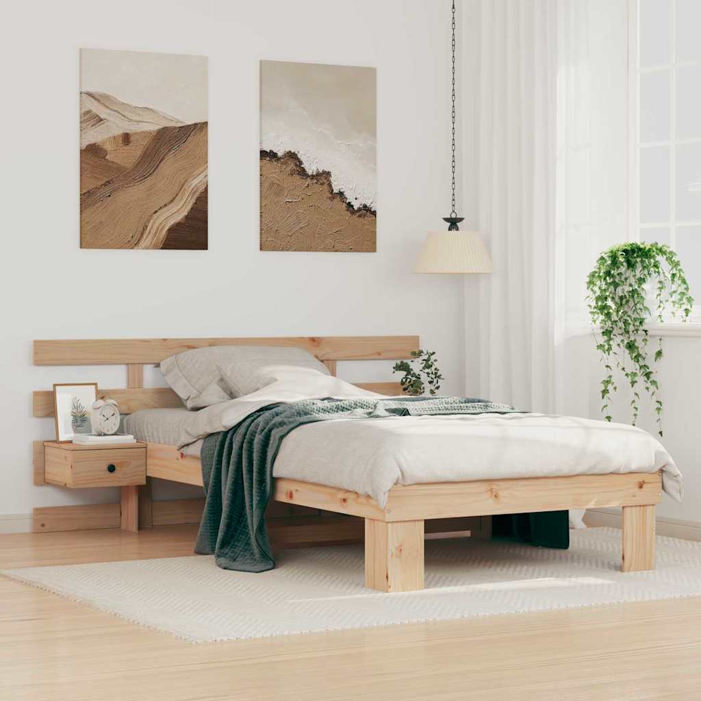 Sengestamme med hodegjerde Brun 90 x 200 cm Massiv furu
