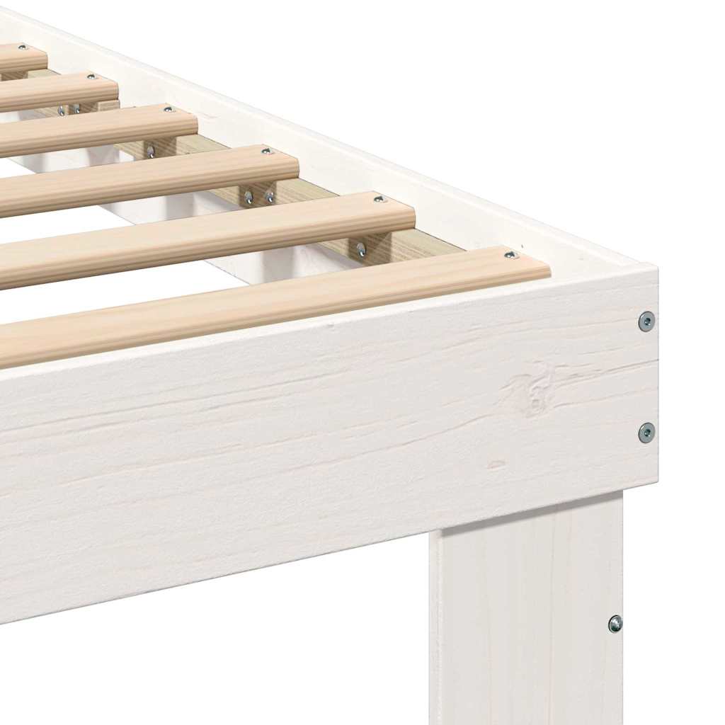 Sengestamme med hodegjerde Hvit 90 x 200 cm Massiv furu
