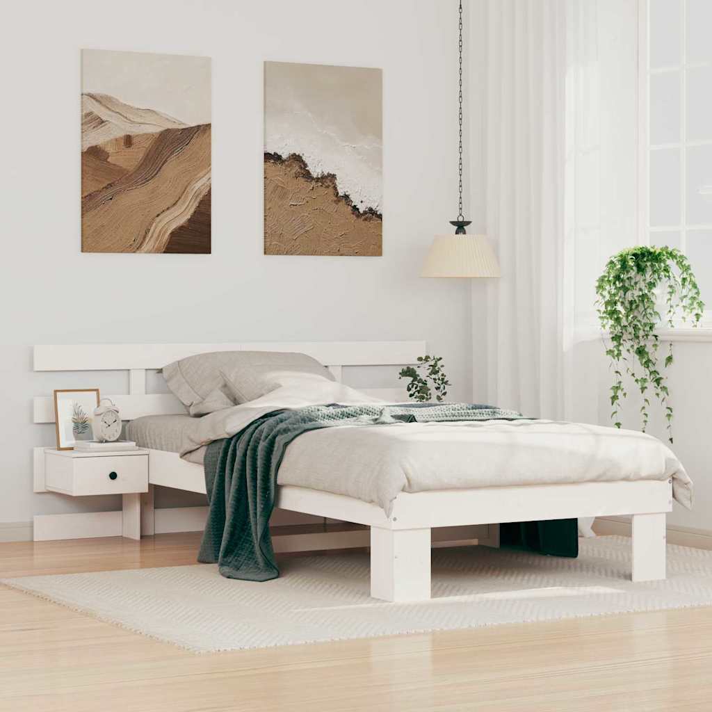 Sengestamme med hodegjerde Hvit 80 x 200 cm Massiv furu