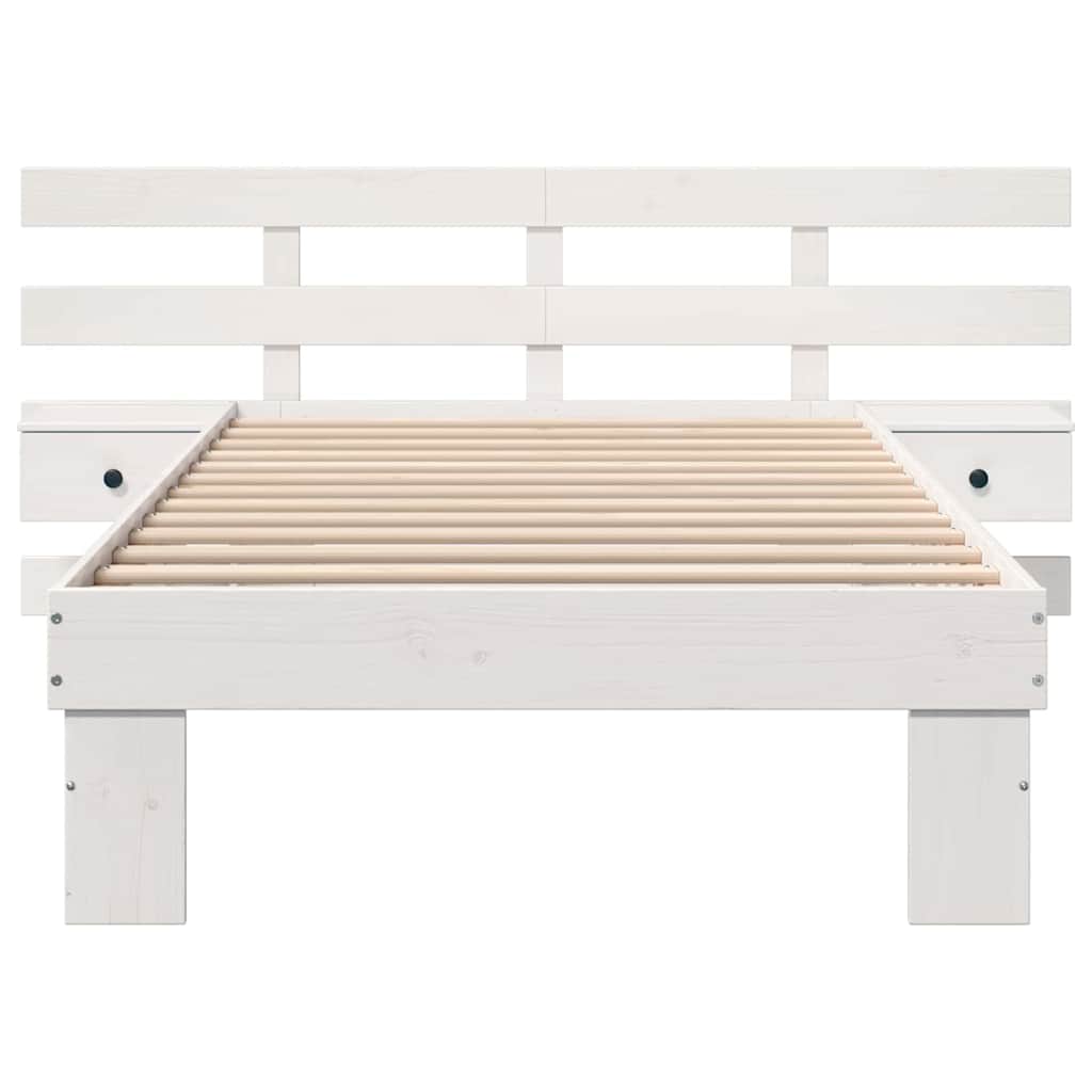 Sengestamme med hodegjerde Hvit 80 x 200 cm Massiv furu