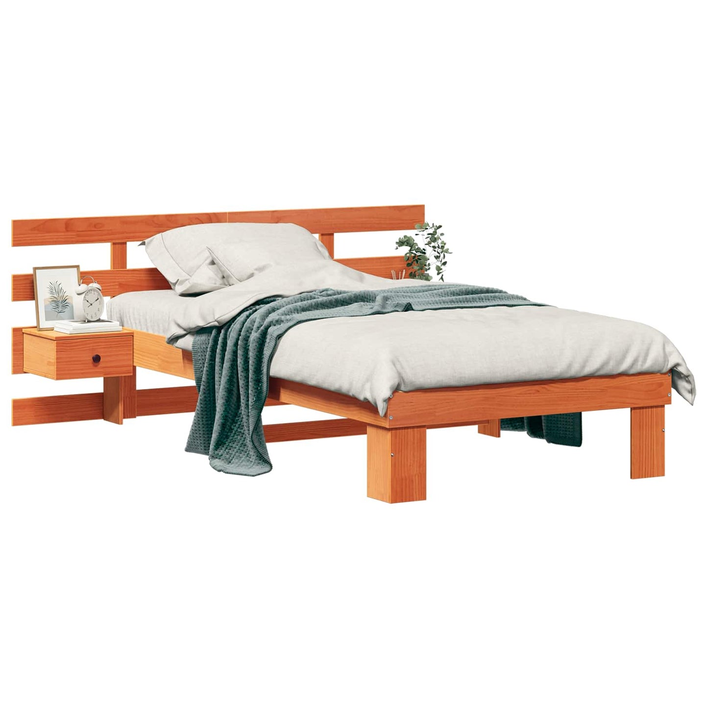 Sengestamme med hodegjerde Vokset Brun 80 x 200 cm Massiv furu