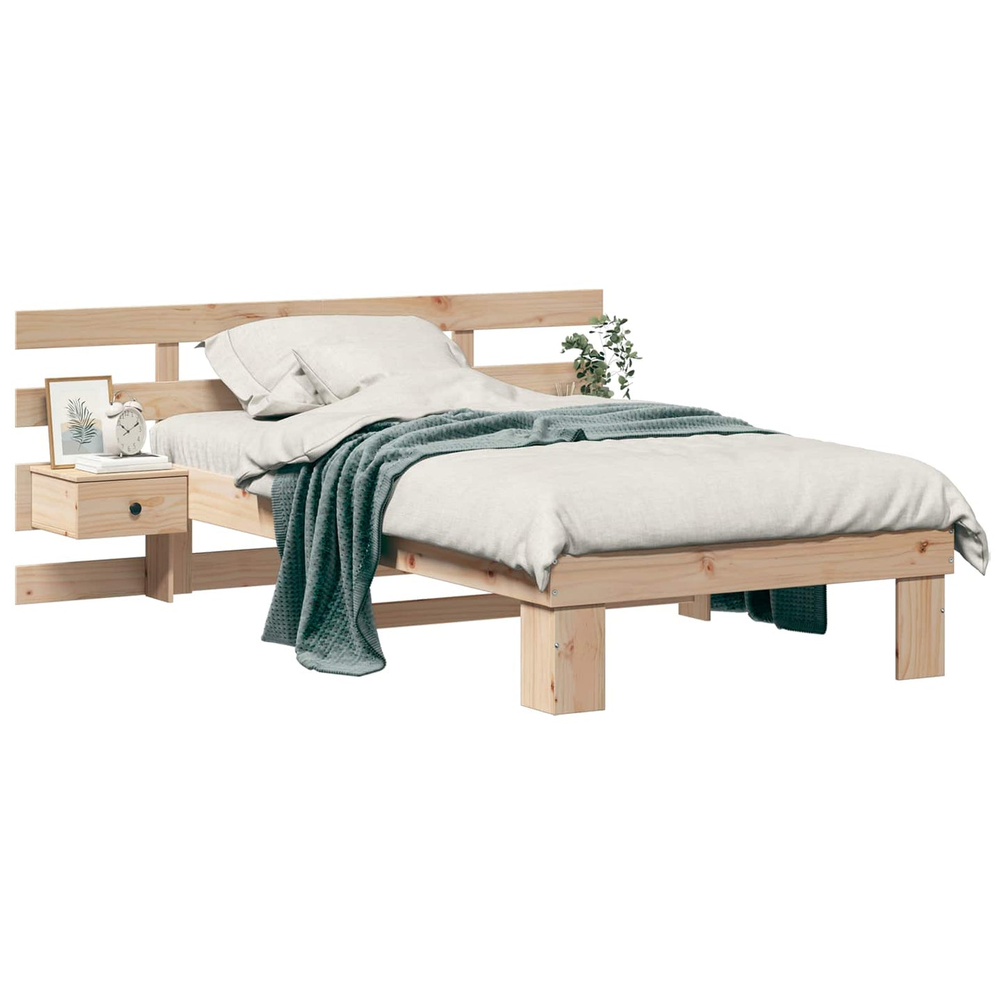 Sengestamme med hodegjerde Brun 90 x 190 cm Massiv furu