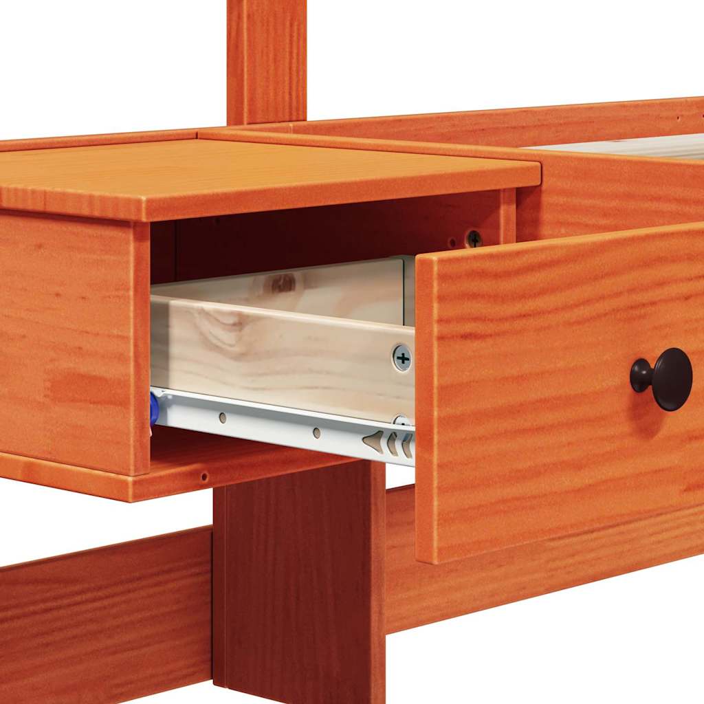 Sengestamme med hodegjerde Voksbrun 90 x 190 cm Heltre furu