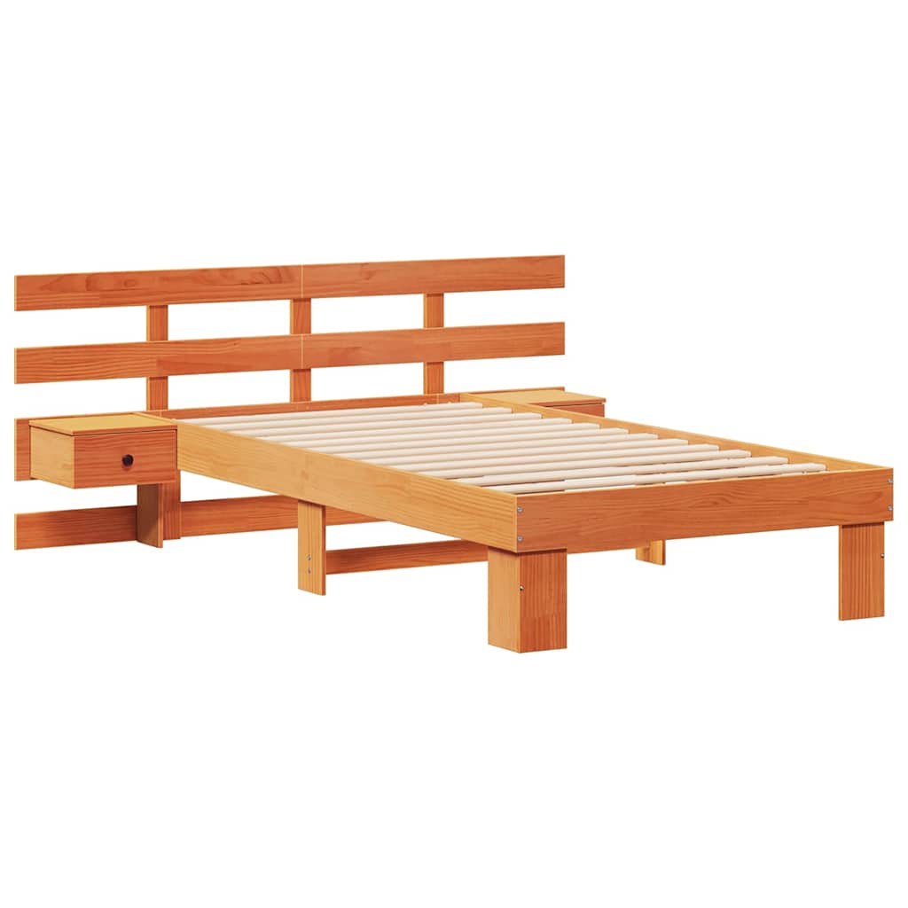 Sengestamme med hodegjerde Voksbrun 90 x 190 cm Heltre furu