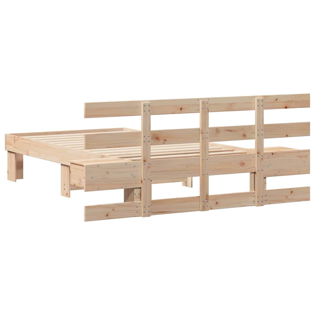 Sengestamme med hodegjerde Brun 75 x 190 cm Massiv furu