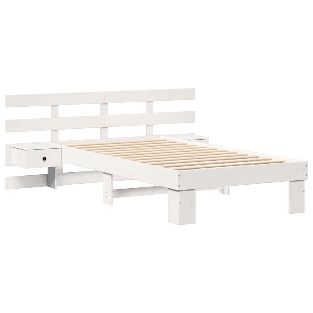 Sengestamme med hodegjerde Hvit 75 x 190 cm Massiv furu