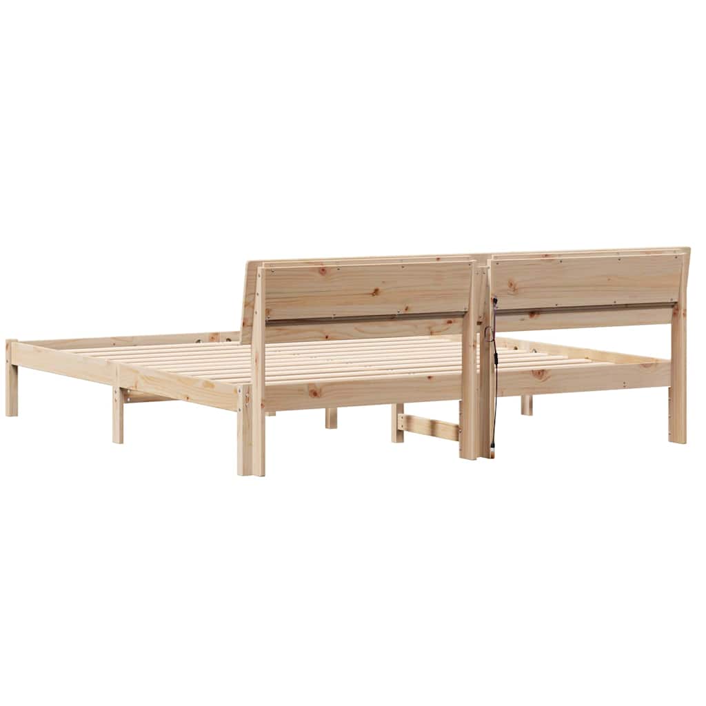 Sengestamme med hodegjerde Brun 180 x 200 cm Massiv furu