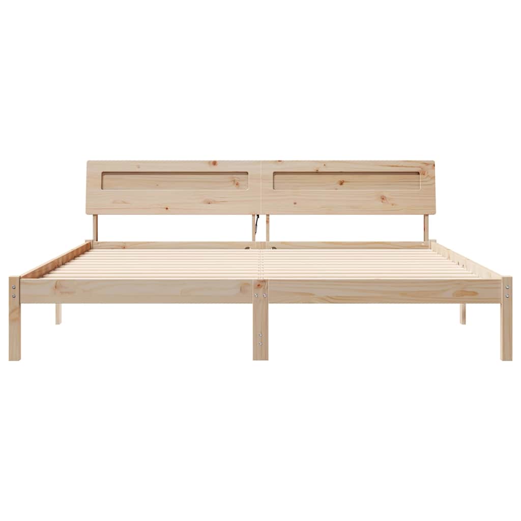Sengestamme med hodegjerde Brun 180 x 200 cm Massiv furu