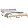 Sengestamme med LED -stripelys Brun 180 x 200 cm Heltre furu