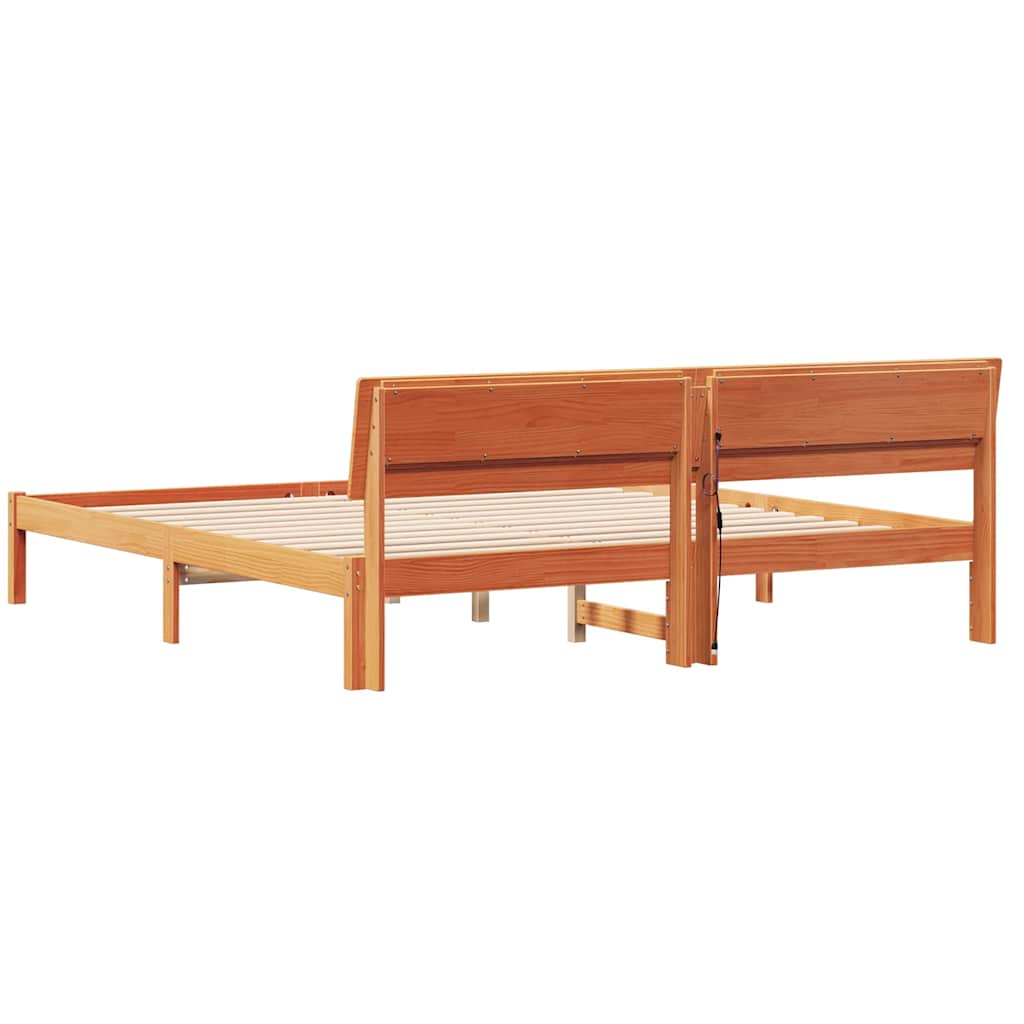 Sengestamme med hodegjerde Voksbrun 180 x 200 cm Heltre furu