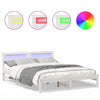Sengestamme med LED -stripelys Hvit 160 x 200 cm Heltre furu