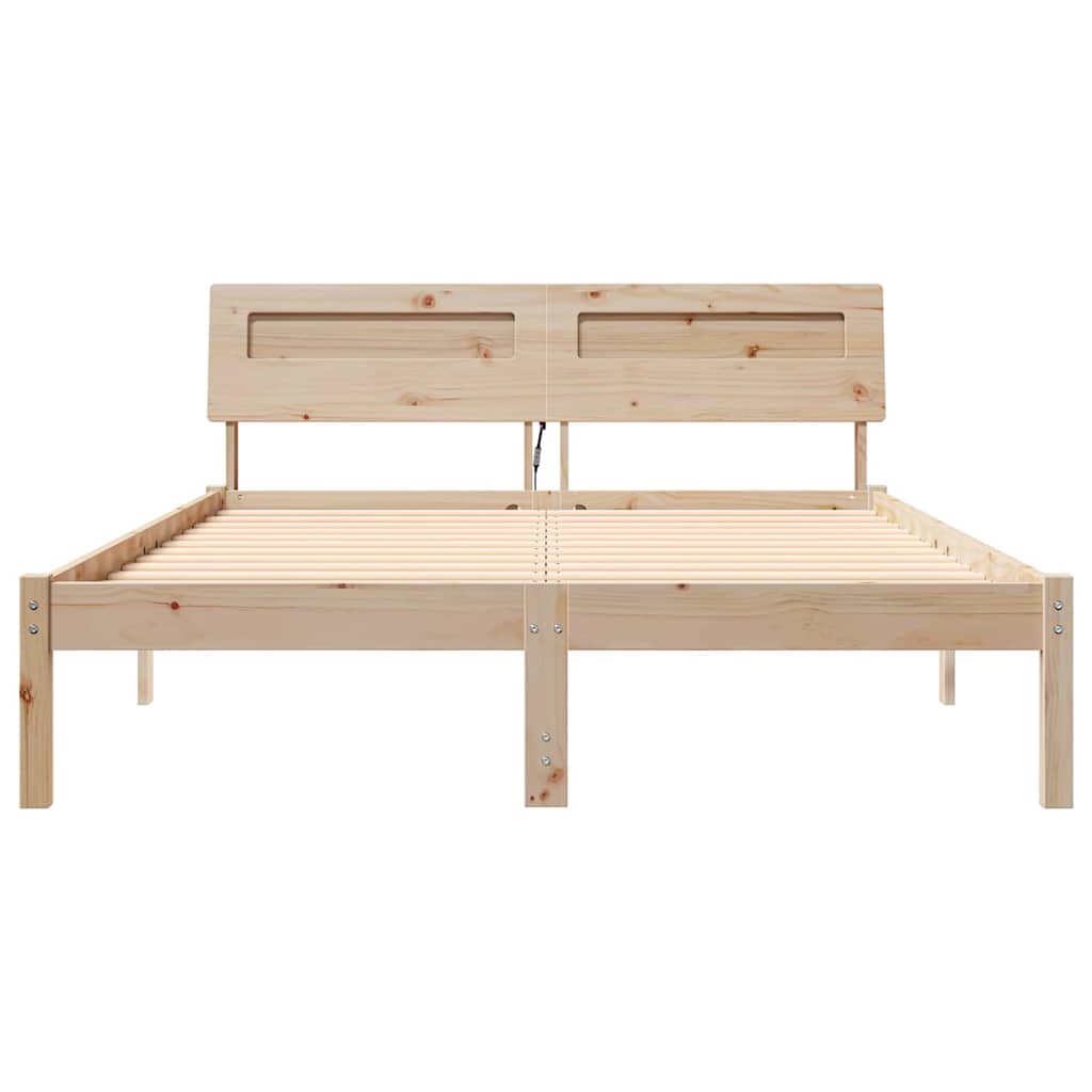 Sengestamme med LED -stripelys Brun 120 x 200 cm Heltre furu