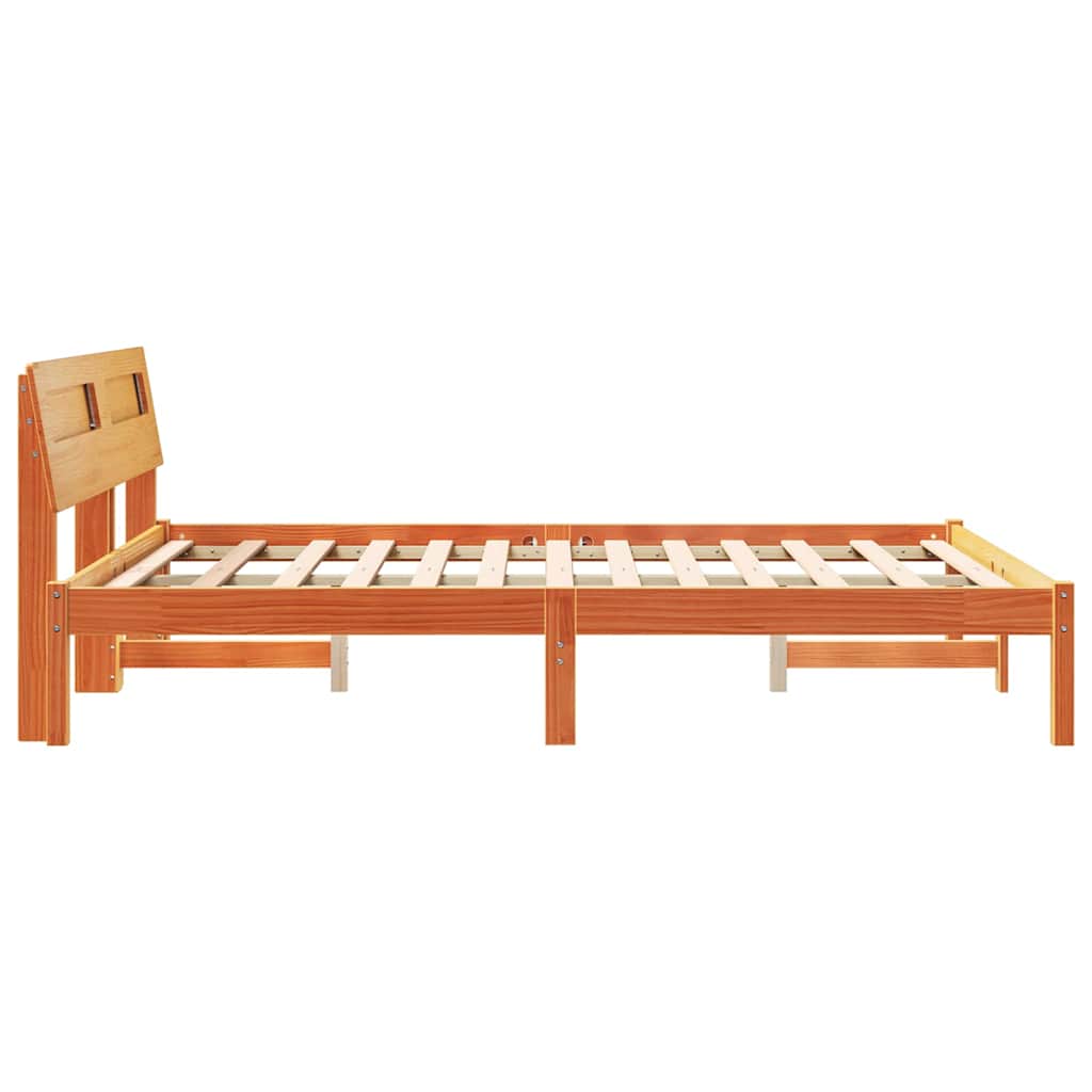 Sengestamme med hodegjerde Vokset Brun 120 x 200 cm Massiv furu