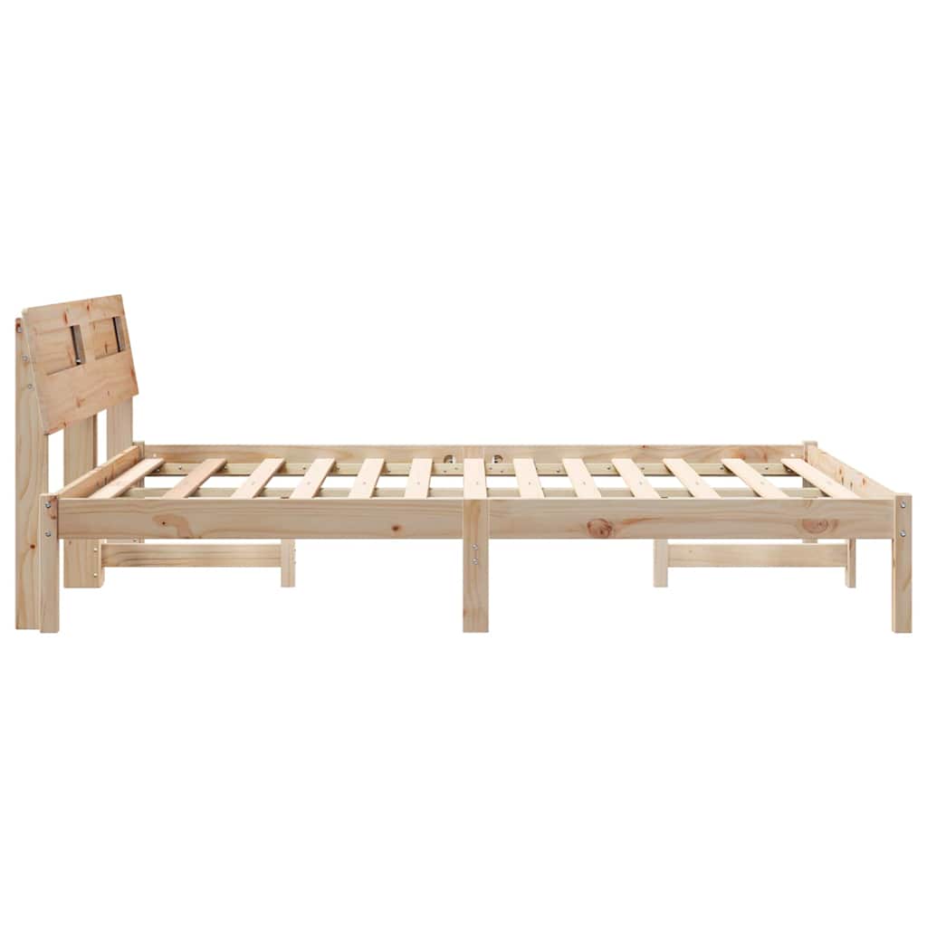 Sengestamme med hodegjerde Brun 140 x 190 cm Massiv furu