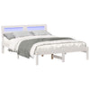 Sengestamme med LED -stripelys Hvit 140 x 190 cm Heltre furu