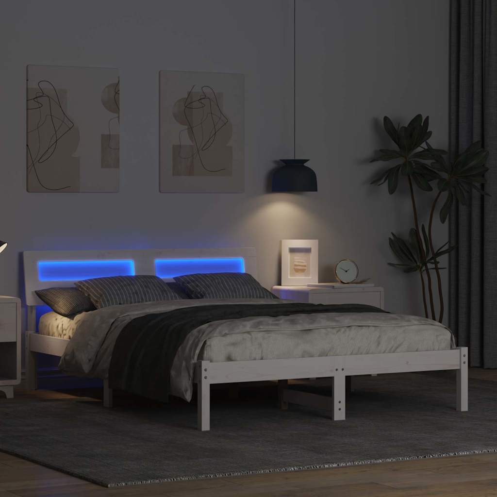 Sengestamme med hodegjerde Hvit 135 x 190 cm Massiv furu