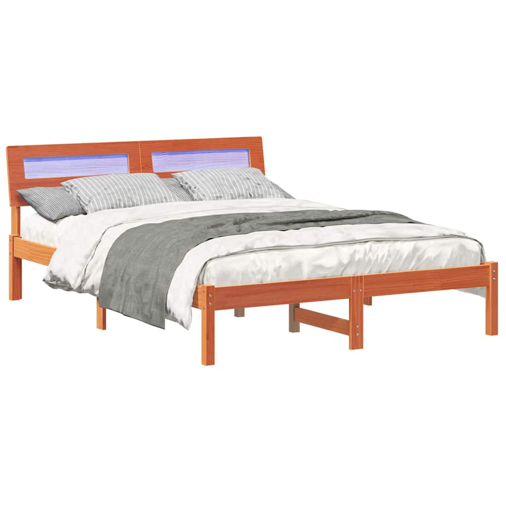 Sengestamme med hodegjerde Voksbrun 135 x 190 cm Heltre furu