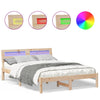 Sengestamme med LED -stripelys Brun 120 x 190 cm Heltre furu
