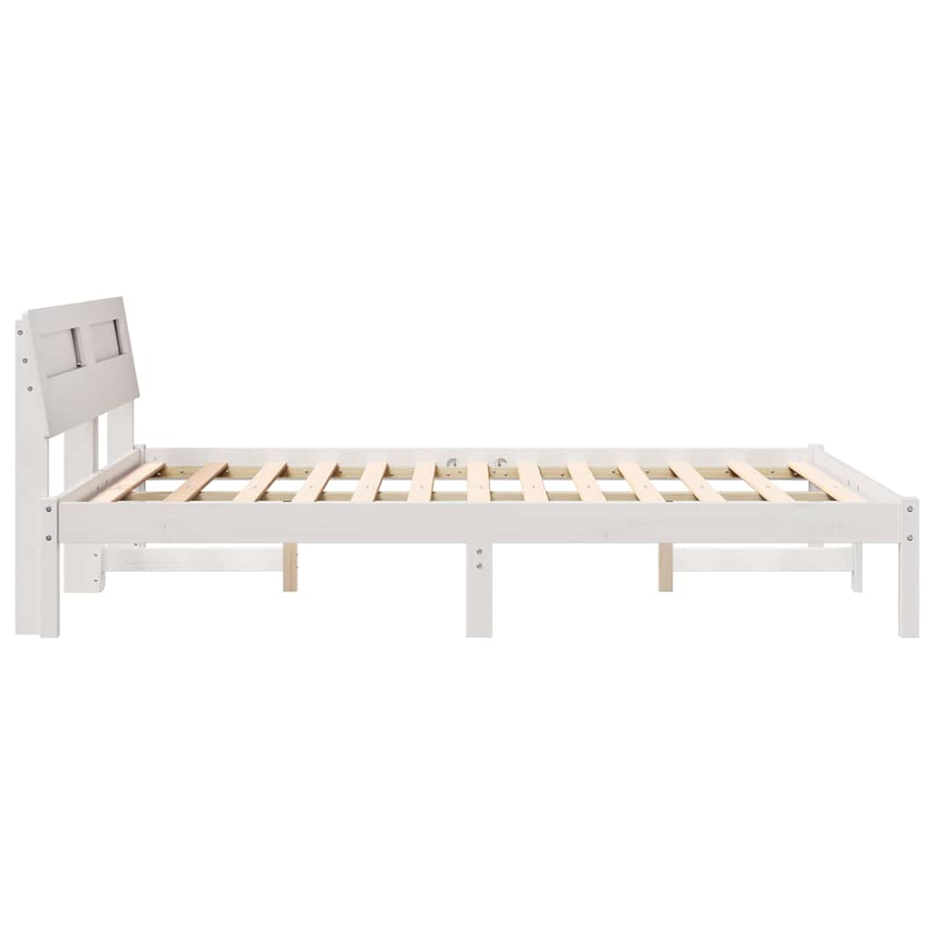 Sengestamme med hodegjerde Hvit 120 x 190 cm Massiv furu
