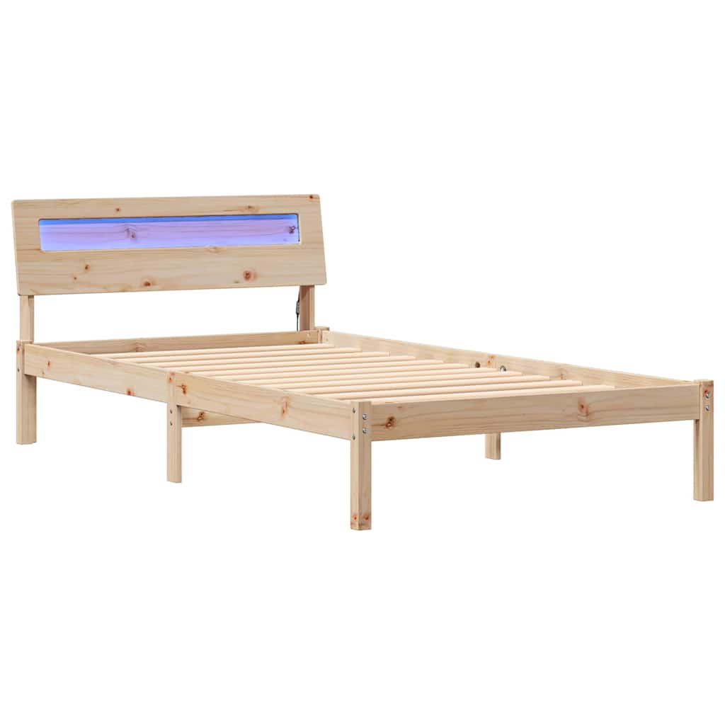 Sengestamme med LED -stripelys Brun 100 x 200 cm Heltre furu
