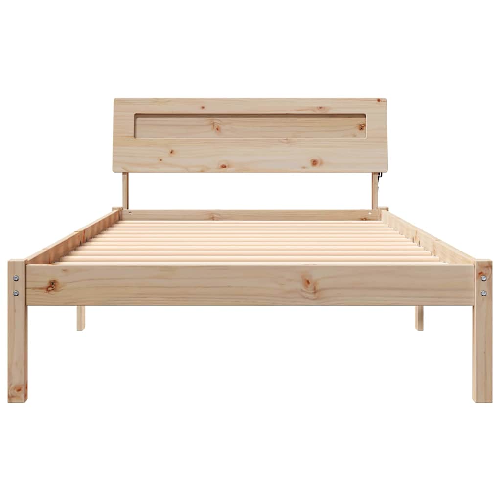 Sengestamme med LED -stripelys Brun 100 x 200 cm Heltre furu