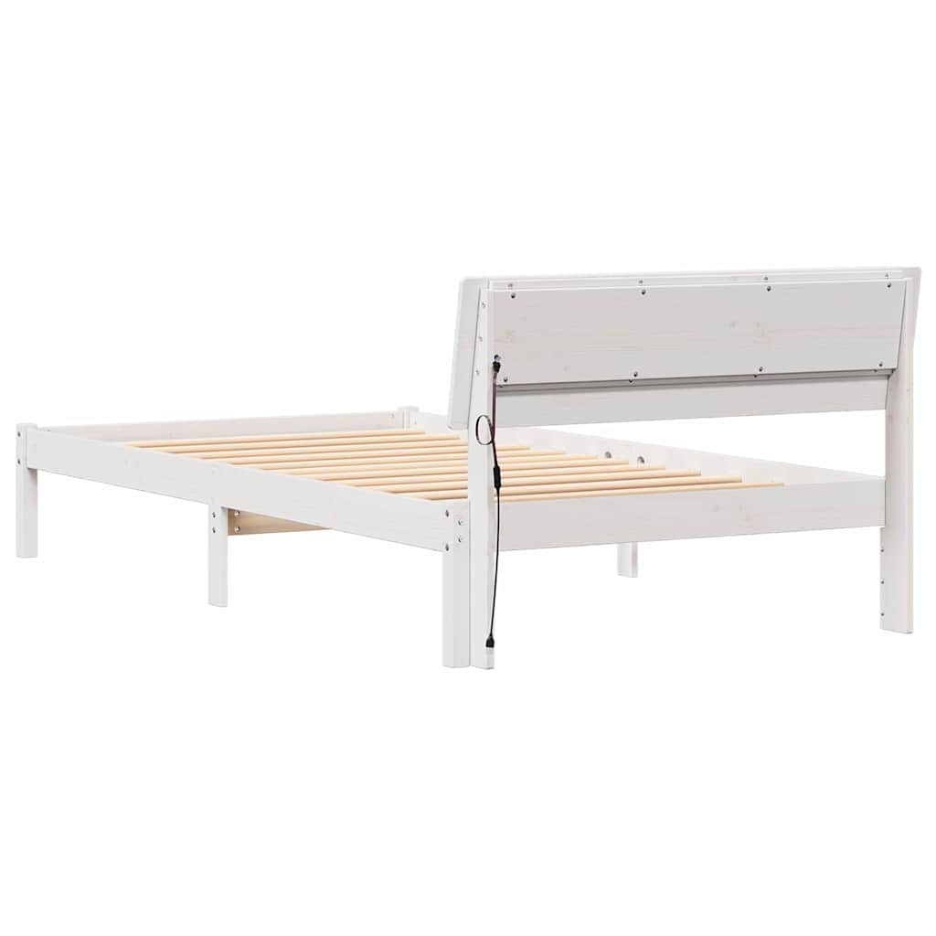 Sengestamme med LED -stripelys Hvit 100 x 200 cm Heltre furu
