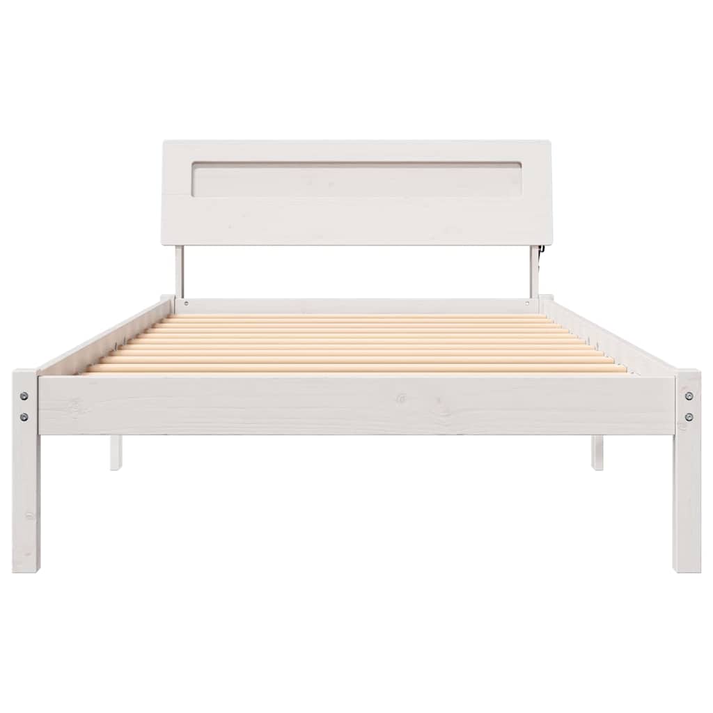 Sengestamme med LED -stripelys Hvit 100 x 200 cm Heltre furu