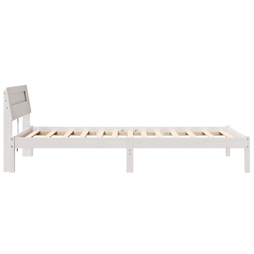 Sengestamme med hodegjerde Hvit 90 x 190 cm Massiv furu