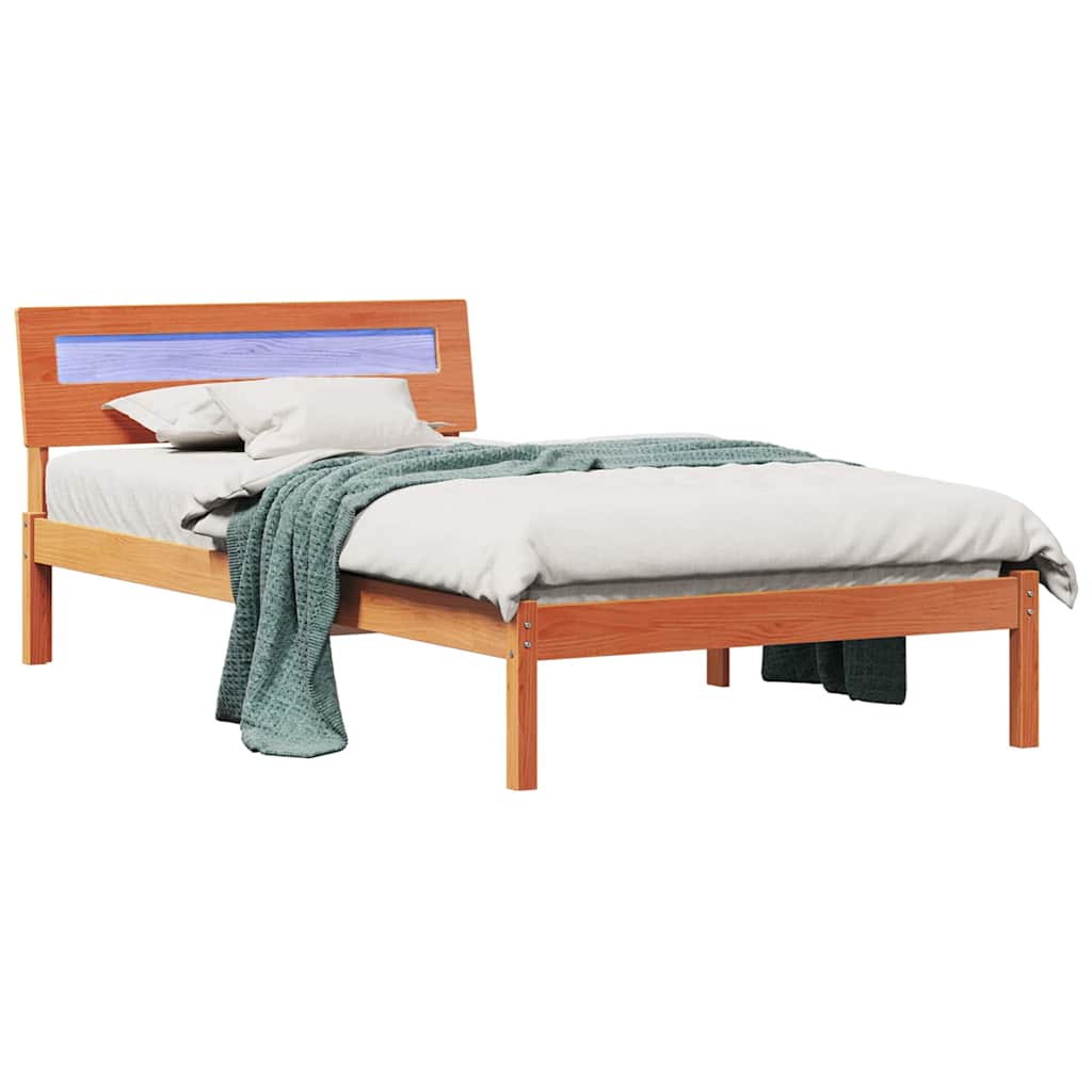 Sengestamme med hodegjerde Vokset Brun 90 x 190 cm Massiv furu