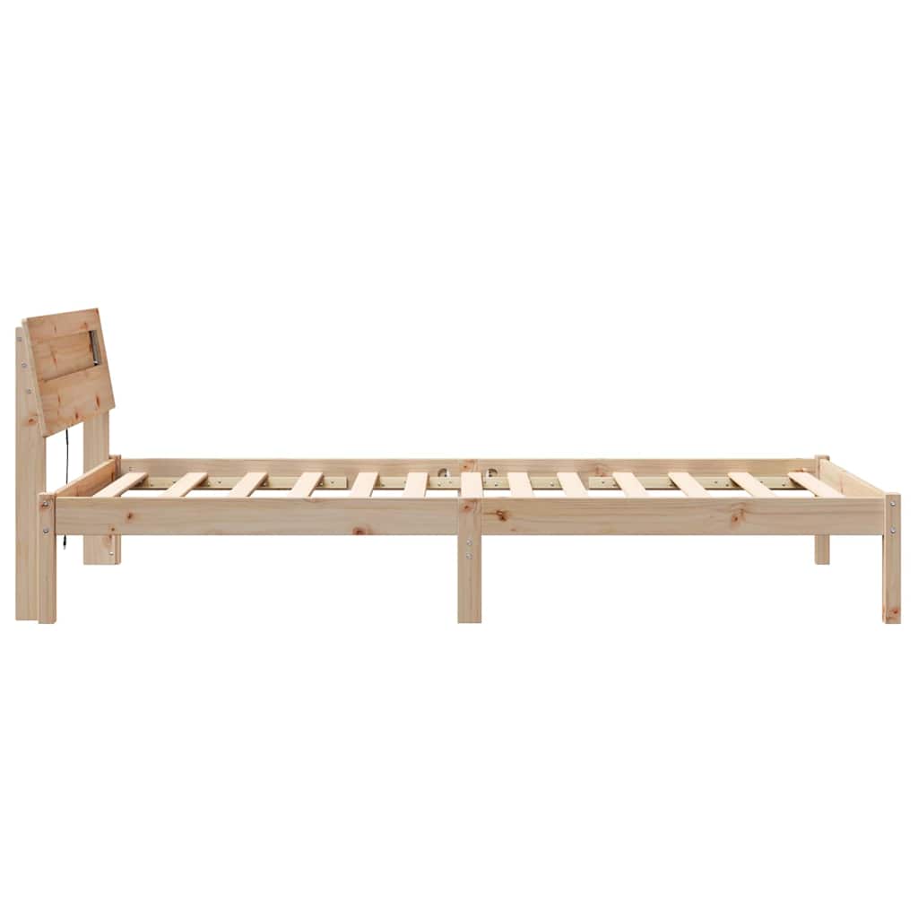 Sengestamme med hodegjerde Brun 75 x 190 cm Massiv furu