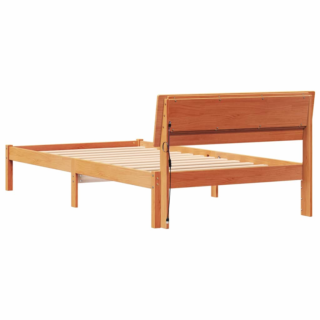 Sengestamme med hodegjerde Vokset Brun 75 x 190 cm Massiv furu
