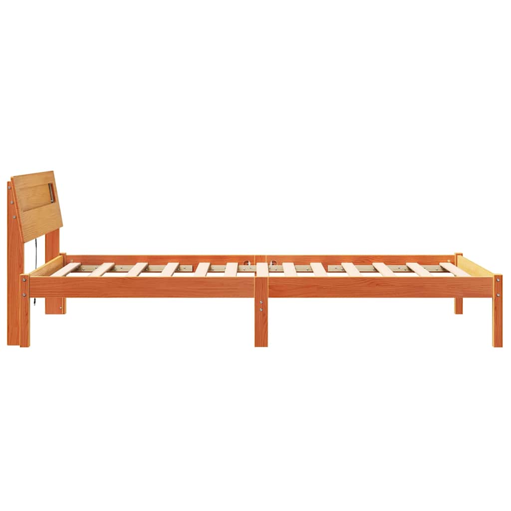 Sengestamme med hodegjerde Vokset Brun 75 x 190 cm Massiv furu