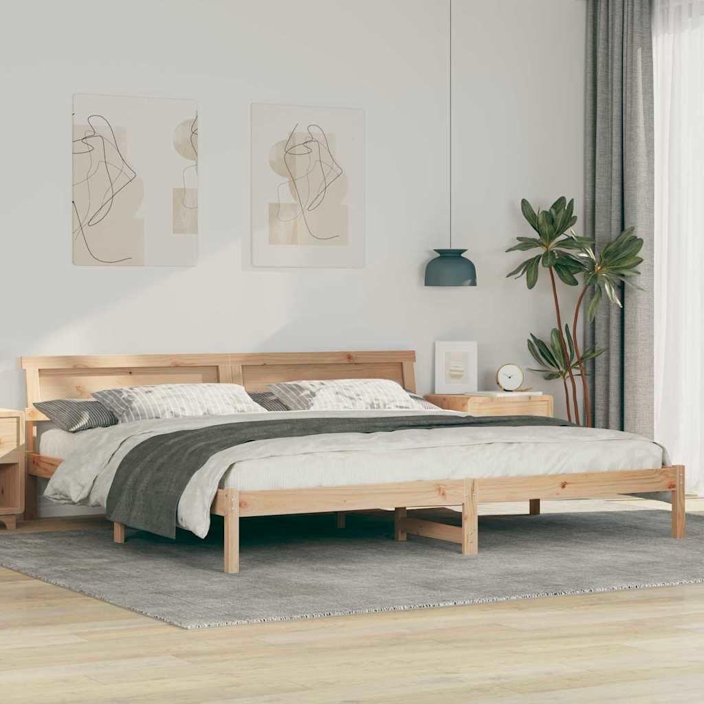 Sengestamme med LED -stripelys Brun 180 x 200 cm Heltre furu