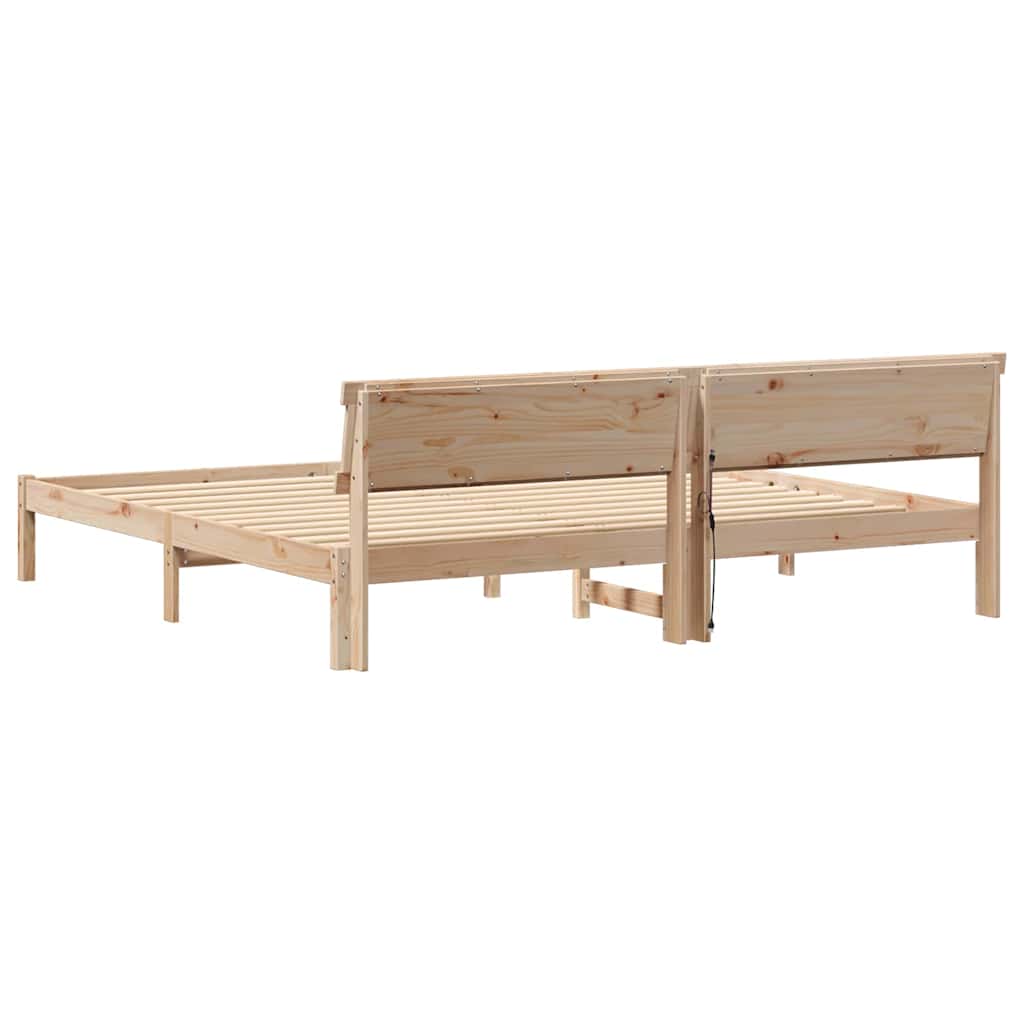 Sengestamme med hodegjerde Brun 180 x 200 cm Massiv furu