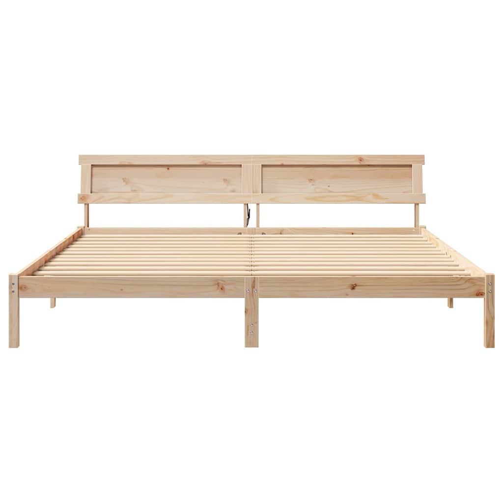 Sengestamme med LED -stripelys Brun 180 x 200 cm Heltre furu