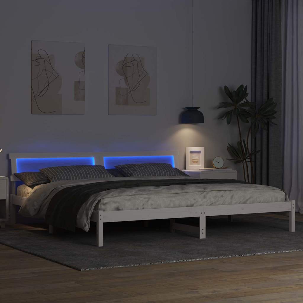 Sengestamme med hodegjerde Hvit 180 x 200 cm Massiv furu