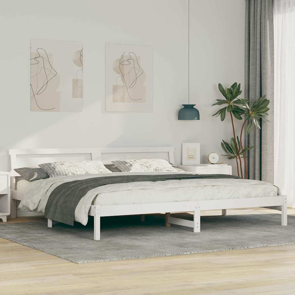 Sengestamme med hodegjerde Hvit 180 x 200 cm Massiv furu