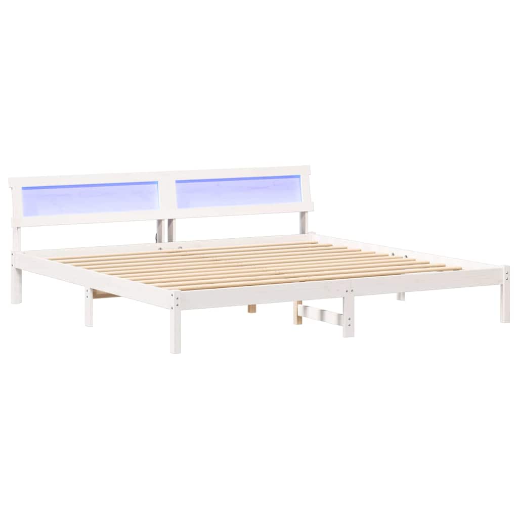 Sengestamme med hodegjerde Hvit 180 x 200 cm Massiv furu