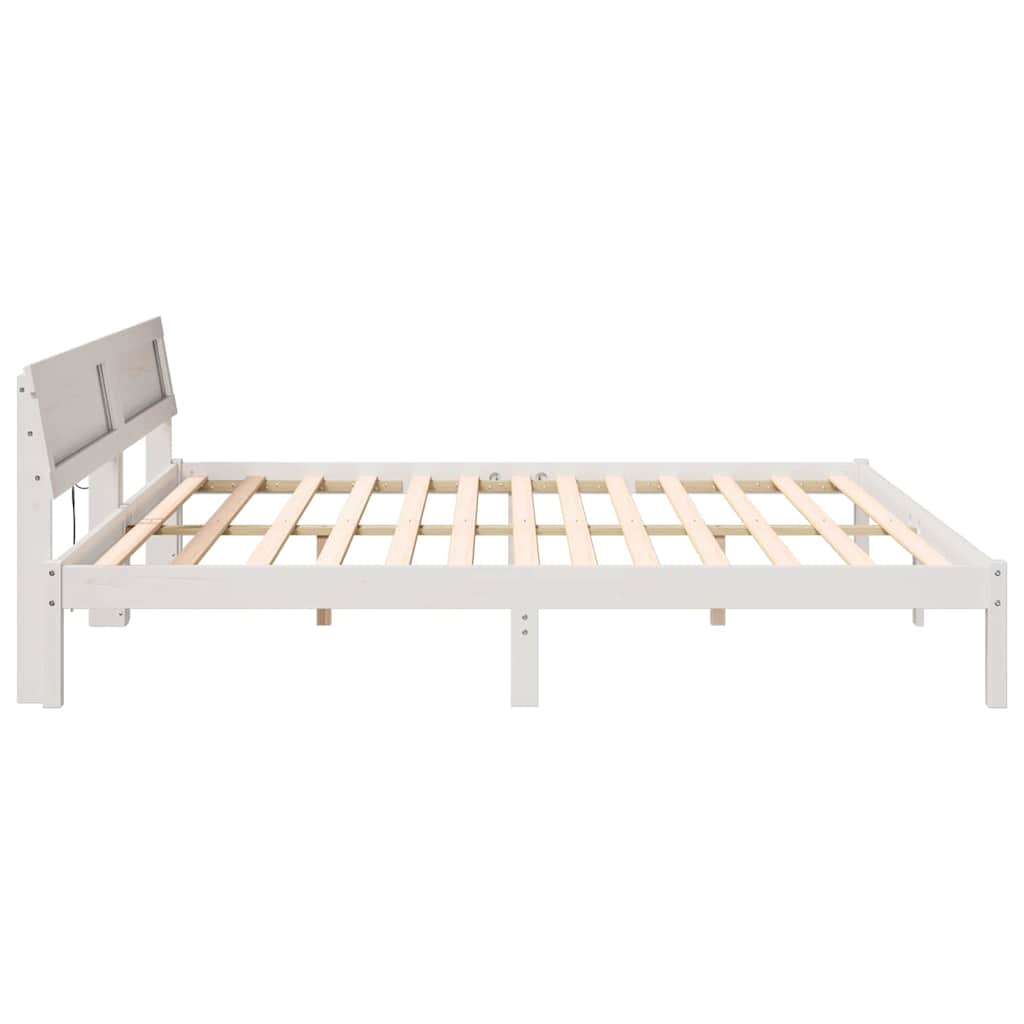 Sengestamme med LED -stripelys Hvit 180 x 200 cm Heltre furu