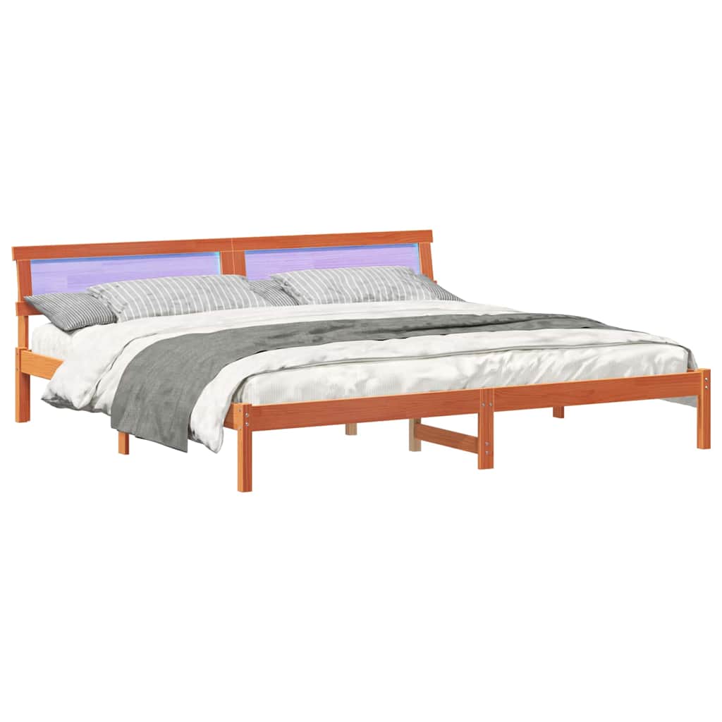 Sengestamme med hodegjerde Vokset Brun 180 x 200 cm Massiv furu