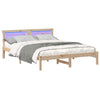 Sengestamme med LED -stripelys Brun 160 x 200 cm Heltre furu