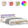 Sengestamme med LED -stripelys Brun 160 x 200 cm Heltre furu