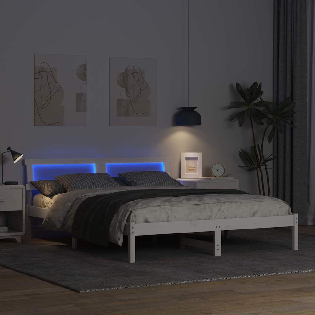 Sengestamme med hodegjerde Hvit 150 x 200 cm Massiv furu