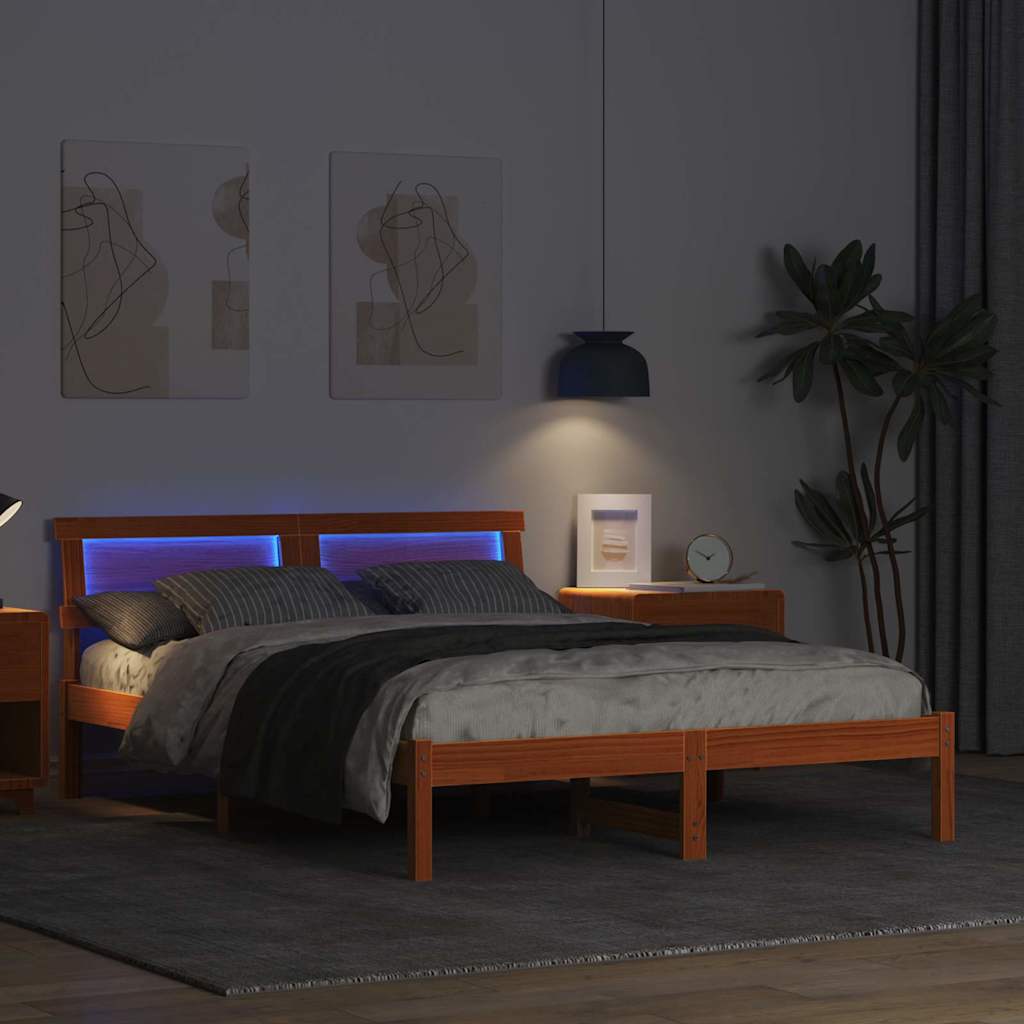 Sengestamme med hodegjerde Vokset Brun 120 x 200 cm Massiv furu