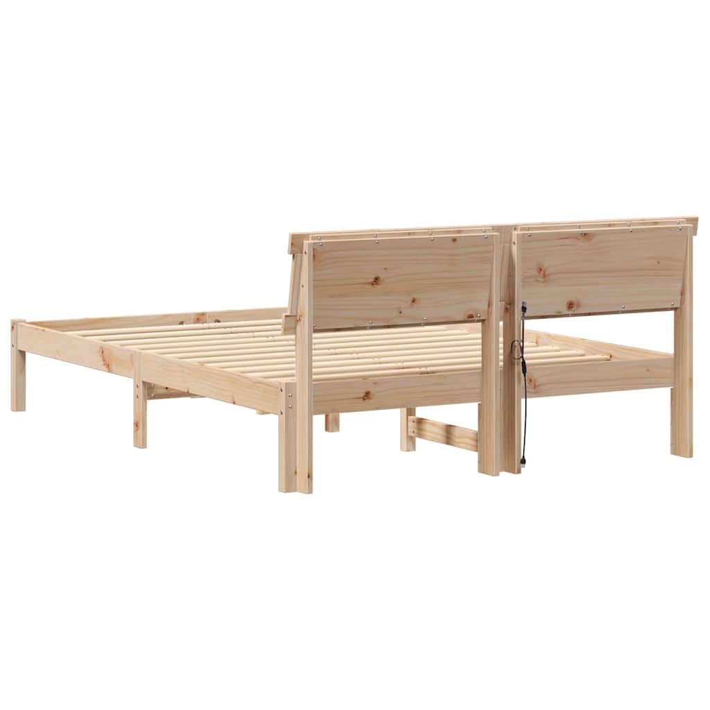 Sengestamme med hodegjerde Brun 140 x 190 cm Massiv furu