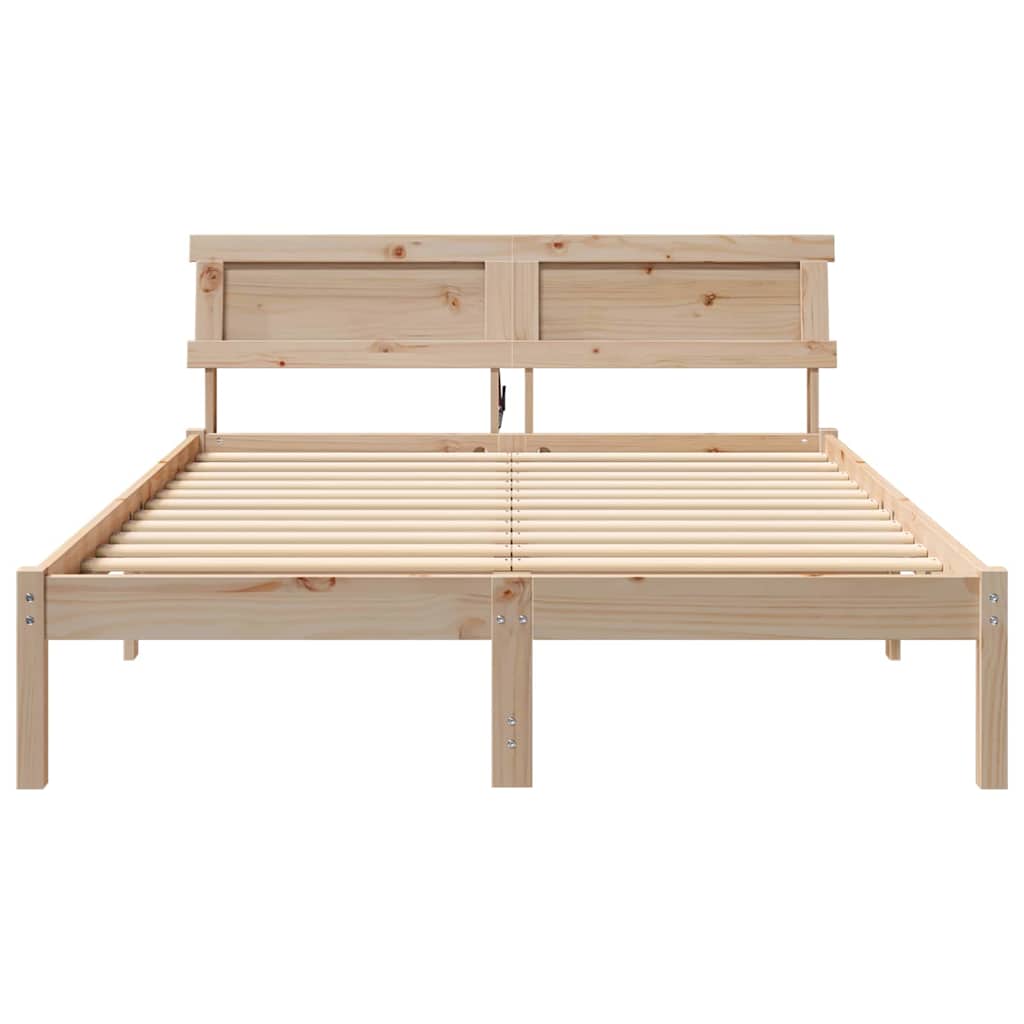 Sengestamme med hodegjerde Brun 140 x 190 cm Massiv furu