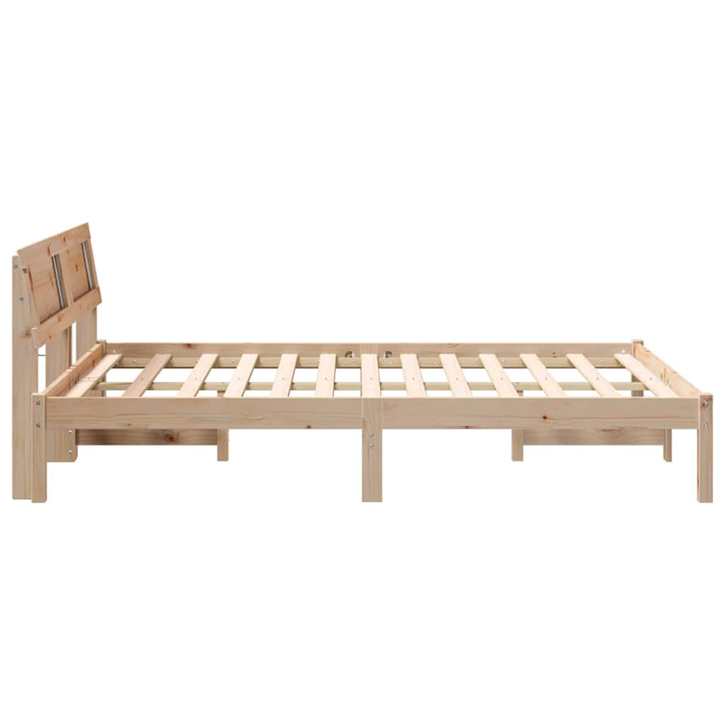 Sengestamme med hodegjerde Brun 140 x 190 cm Massiv furu