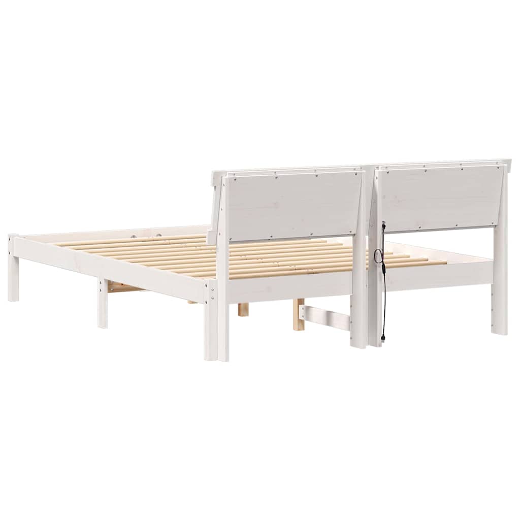 Sengestamme med hodegjerde Hvit 135 x 190 cm Massiv furu